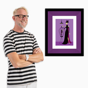 "The Spinstress" Framed Fine Art Print with Shag (Josh Agle) | Dark Violet Liner | The Shag Store