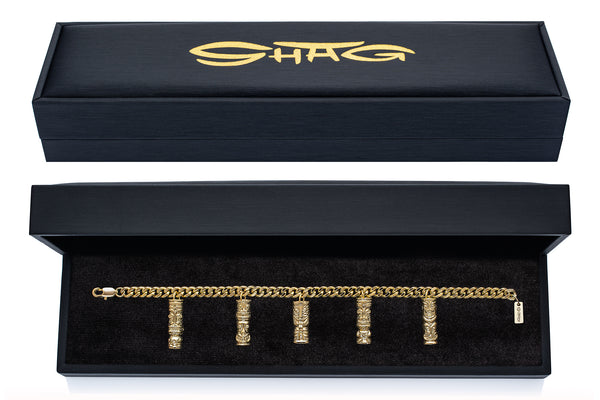 14k Gold Plate Tiki Charm Bracelet (Box 1) | Special Limited Edition | Shag (Josh Agle) | The Shag Store