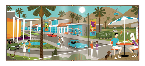 "SHAG · PALM SPRINGS" Collector's Edition | Turquoise Clamshell Case | Shag (Josh Agle) | Book Interior | The Shag Store