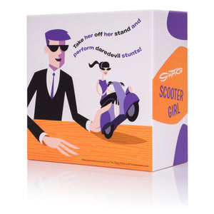 "Scooter Girl" Fine Art Vinyl Sculpture | "The Shag Store" Orange Edition | Shag (Josh Agle) | The Shag Store (Package Back)