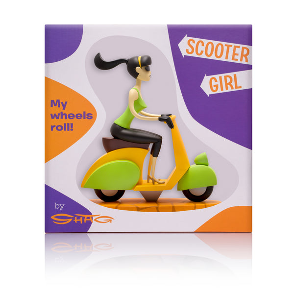 "Scooter Girl" Fine Art Vinyl Sculpture | "The Shag Store" Orange Edition