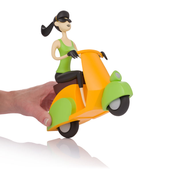 "Scooter Girl" Fine Art Vinyl Sculpture | "The Shag Store" Orange Edition