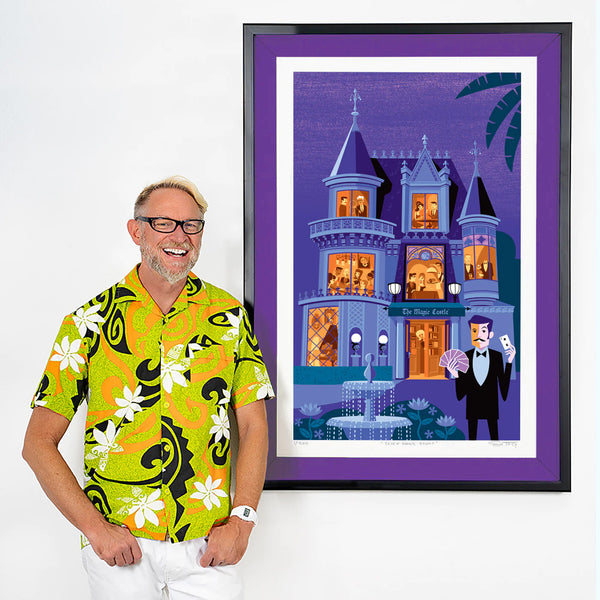 "Seven Magic Rooms" Framed Fine Art Print with Shag (Josh Agle) | Purple Liner | The Shag Store