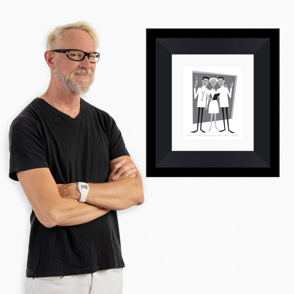 "The Doctor Will See You Now" Framed Fine Art Print with Shag (Josh Agle) | Black Liner | The Shag Store