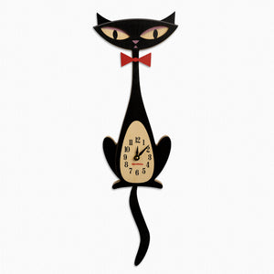 Black Cat Clock | Wagging Pendulum Tail | Shag (Josh Agle) | The Shag Store