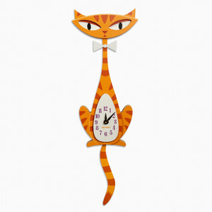 Orange Cat Clock | Wagging Pendulum Tail | Shag (Josh Agle) | The Shag Store