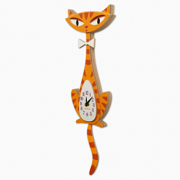 Orange Cat Clock | Wagging Pendulum Tail