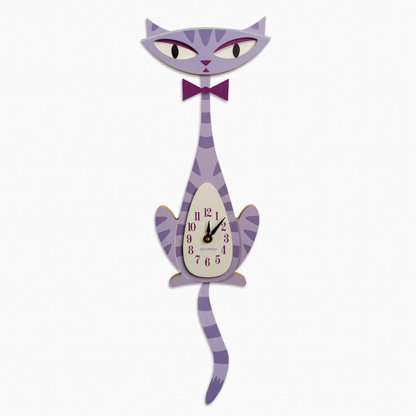 Purple Cat Clock | Wagging Pendulum Tail | Shag (Josh Agle) | The Shag Store