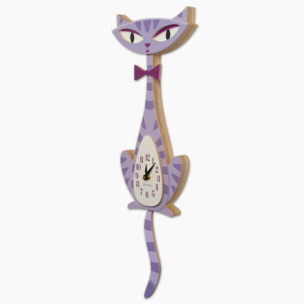 Purple Cat Clock | Wagging Pendulum Tail