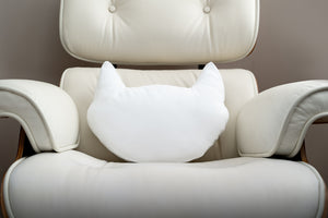 "White Cat" Throw Pillow | Shag (Josh Agle) | The Shag Store (Chair Back)
