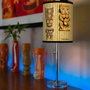 "Six Icons" Table Lamp | Tiki Masks & Idols Lampshade (Room) | Shag (Josh Agle) | The Shag Store