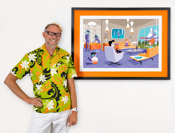 "The Suite of the Future" Fine Art Print with Shag (Josh Agle) | Framed in Orange | The Shag Store