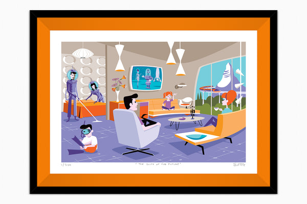 "The Suite of the Future" Fine Art Print by Shag (Josh Agle) | Framed in Orange | The Shag Store