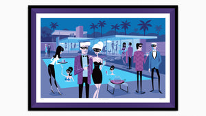 "The Incognitos" Framed Fine Art Print | Richard Neutra's Kaufmann Desert House | Shag (Josh Agle) | Purple Liner | The Shag Store