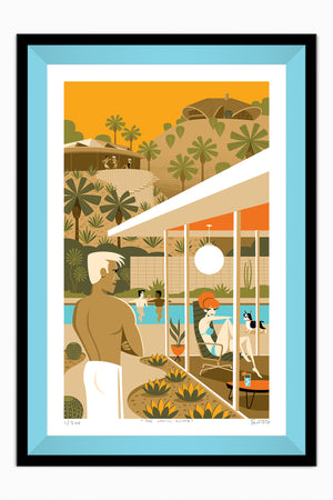 "The Uphill Climb" Framed Fine Art Print | Shag (Josh Agle) | Robin Egg Liner | The Shag Store