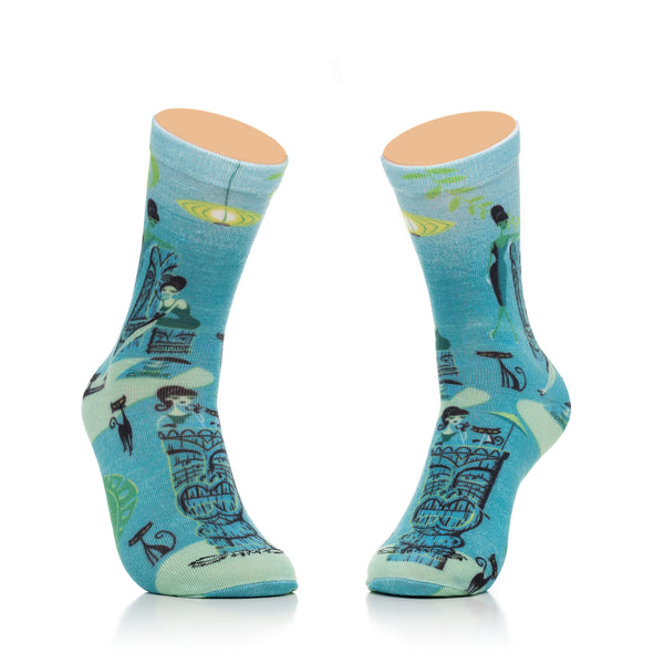 "Blue Tiki Dreams" Women's Crew Socks