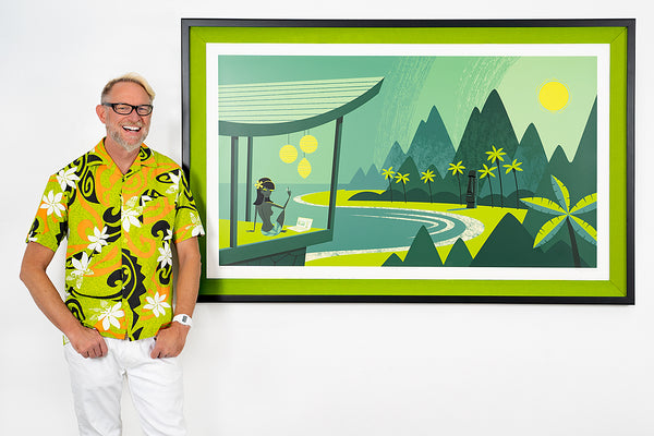 "Green Lagoon" Framed Fine Art Print by Shag (Josh Agle) | Framed in Lime | The Shag Store