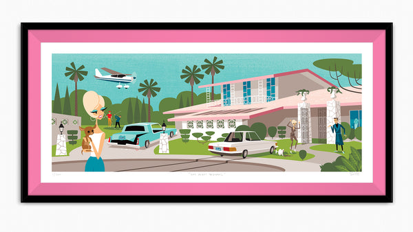"Las Vegas Pastoral" Framed Fine Art Print | Casino Movie | Pink Liner | Shag (Josh Agle) | The Shag Store