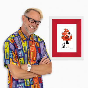 "The Twelfth Box" Fine Art Print with Shag (Josh Agle) | White Framed with Red Liner | The Shag Store