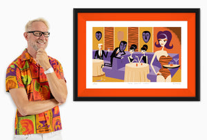 “Four Martini Lunch" Framed Fine Art Print with Shag (Josh Agle) | Tangerine Liner | The Shag Store