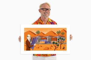 "Stick to the Plan" Fine Art Print with Shag (Josh Agle) | John Lautner's "Lautner Compound" | The Shag Store