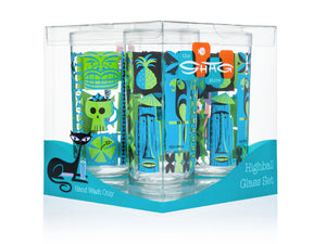 "Tapa" Highball Glass Set | Turquoise & Green