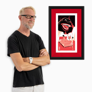 "The Drop In" Framed Fine Art Print with Black Frame and Red Liner with Shag (Josh Agle) | TOHO Studios Godzilla | The Shag Store