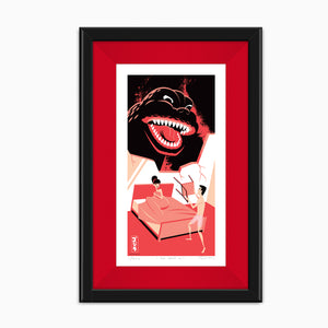 "The Drop In" Framed Fine Art Print with Black Frame and Red Liner by Shag (Josh Agle) | TOHO Studios Godzilla | The Shag Store