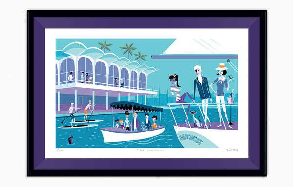 "The Seafarers" Framed Fine Art Print by Shag (Josh Agle) | Purple Liner | The Shag Store