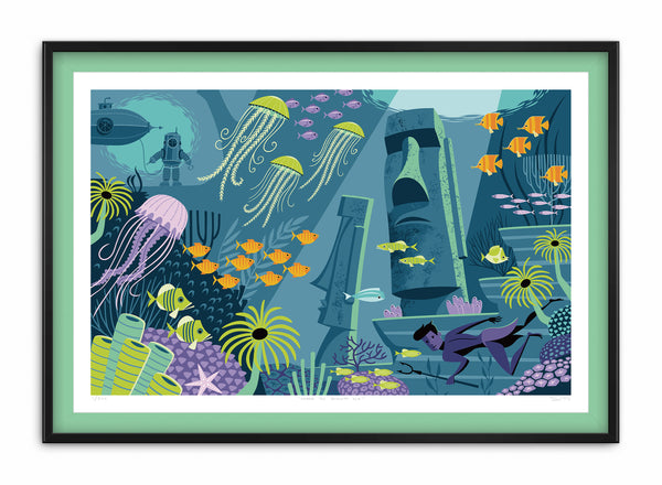 "Under the Seventh Sea" Framed Print | Pistachio Liner | The Shag Store