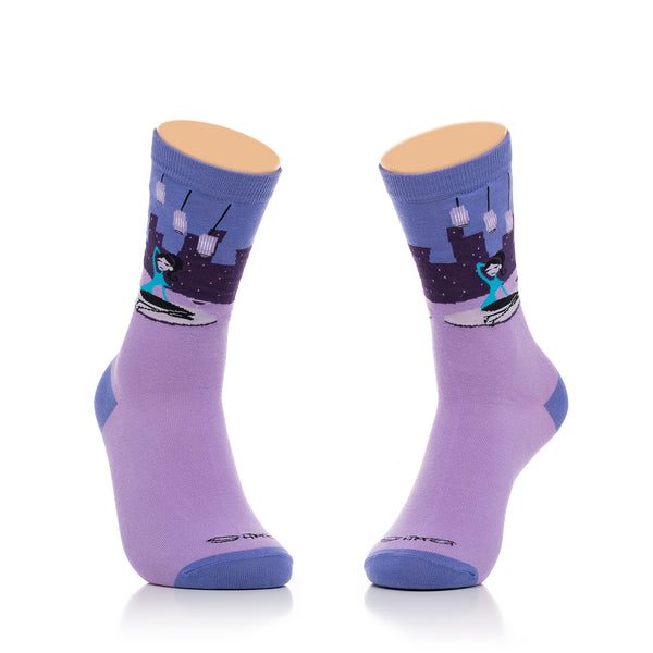 "Violet Skyline" Women's Crew Socks